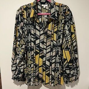 PATTERNED LONG-SLEEVE BLOUSE WOMEN SIZE 3X